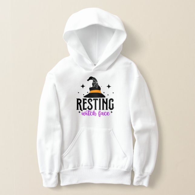 Resting Witch Face Halloween Hoodie (Laydown)