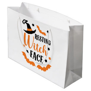 Resting Witch Face Halloween Large Gift Bag