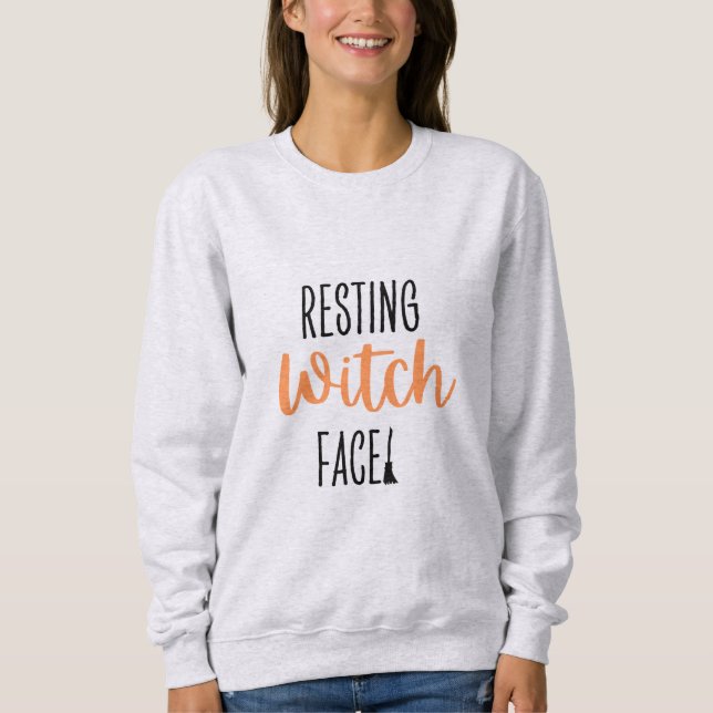 Resting Witch Face Halloween Shirt - Gray (Front)