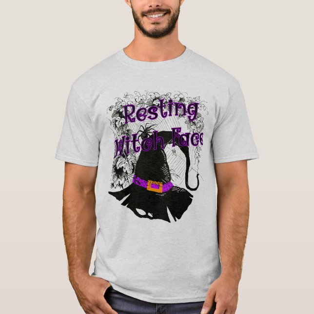 Resting Witch Face - Halloween Spider Web  T-Shirt (Front)