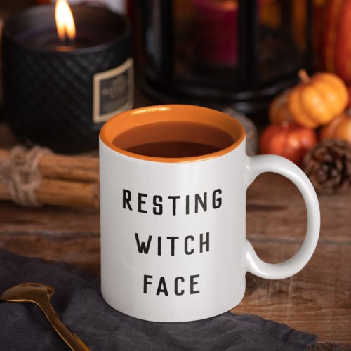 Resting Witch Face Halloween Two_Tone Coffee Mug