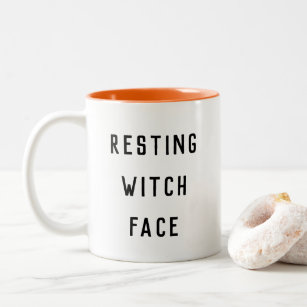 Resting Witch Face Halloween Two-Tone Coffee Mug