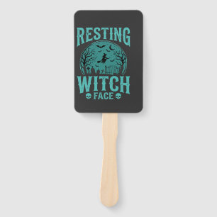 Resting Witch Face Halloween Witch Design Hand Fan