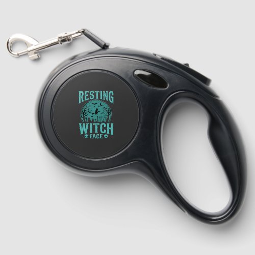 Resting Witch Face Halloween Witch Design Retractable Pet Leash