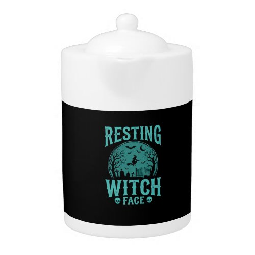 Resting Witch Face Halloween Witch Design Teapot