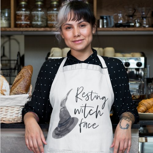 Resting Witch Face  Happy Halloween  Fun Quote  Apron