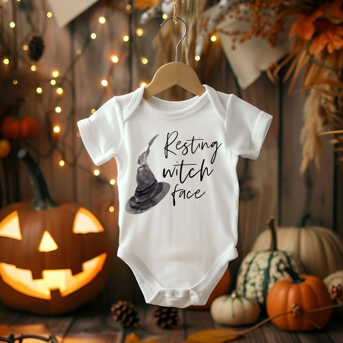 Resting Witch Face  Happy Halloween  Fun Quote  Baby Bodysuit