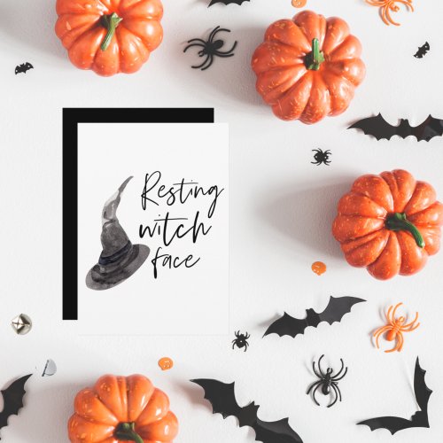 Resting Witch Face  Happy Halloween  Fun Quote  Holiday Card
