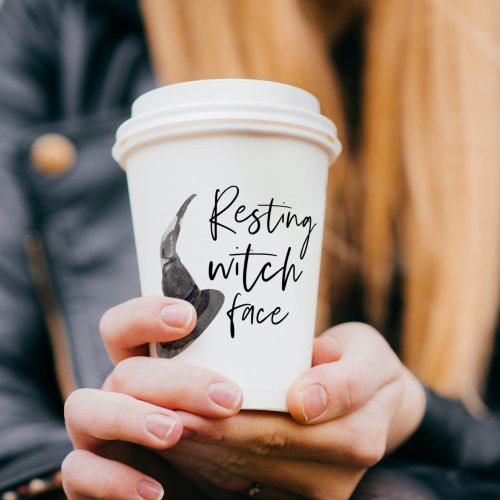 Resting Witch Face  Happy Halloween  Fun Quote  Paper Cups