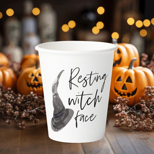 Resting Witch Face  Happy Halloween  Fun Quote  Paper Cups