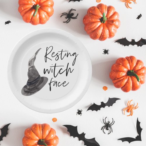Resting Witch Face  Happy Halloween  Fun Quote  Paper Plates