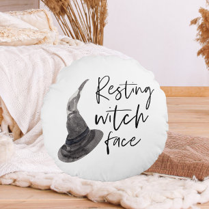 Resting Witch Face   Happy Halloween   Fun Quote   Round Pillow