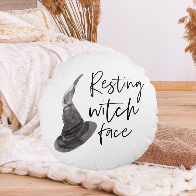 Resting Witch Face | Happy Halloween | Fun Quote | Round Pillow (Creator Uploaded)