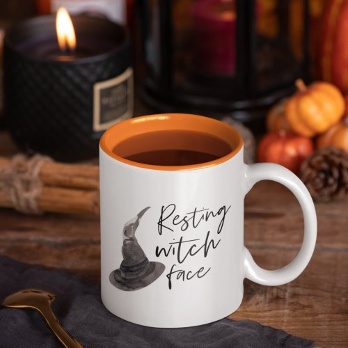 Resting Witch Face  Happy Halloween  Fun Quote  Two_Tone Coffee Mug