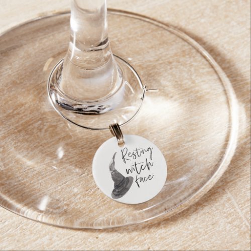 Resting Witch Face  Happy Halloween  Fun Quote  Wine Charm