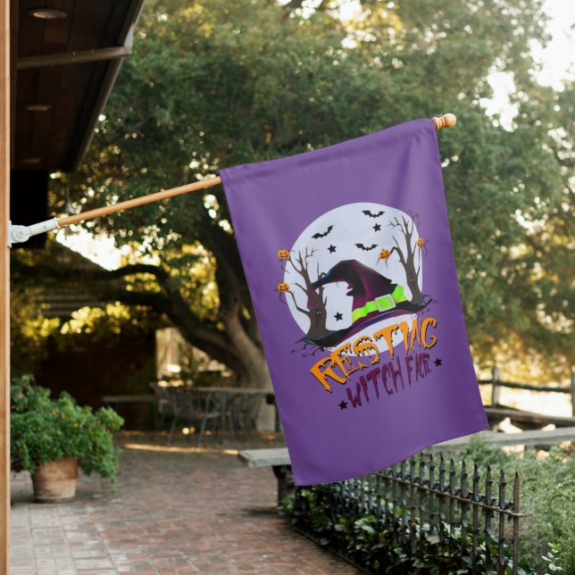 Resting Witch Face House Flag (In SItu)