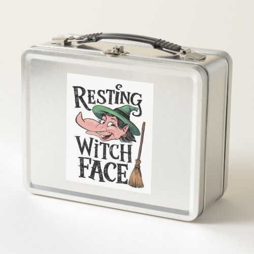 Resting Witch Face Metal Lunch Box