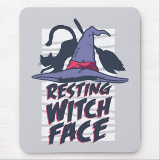 Resting Witch Face Mouse Pad