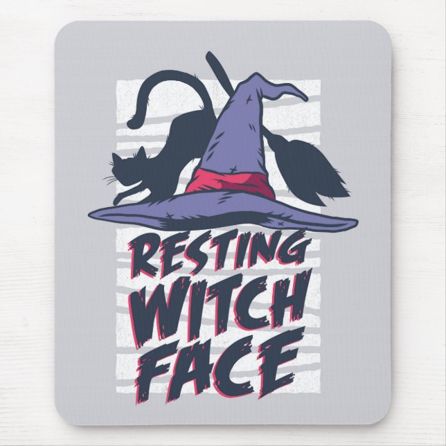 Resting Witch Face Mouse Pad (Front)