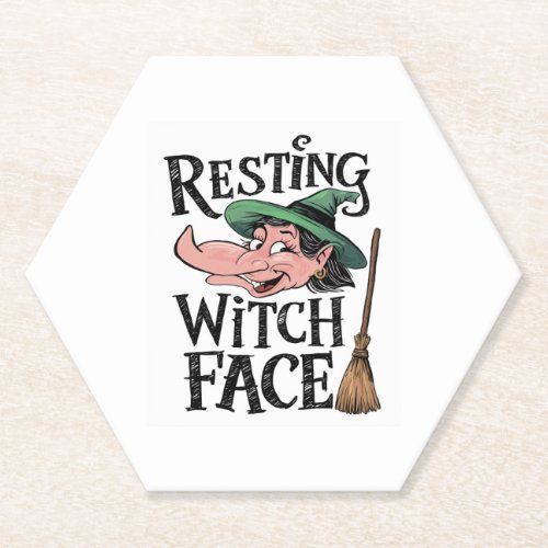 Resting Witch Face Paper Coaster