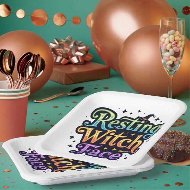 Resting Witch Face Paper Plates (Multi)