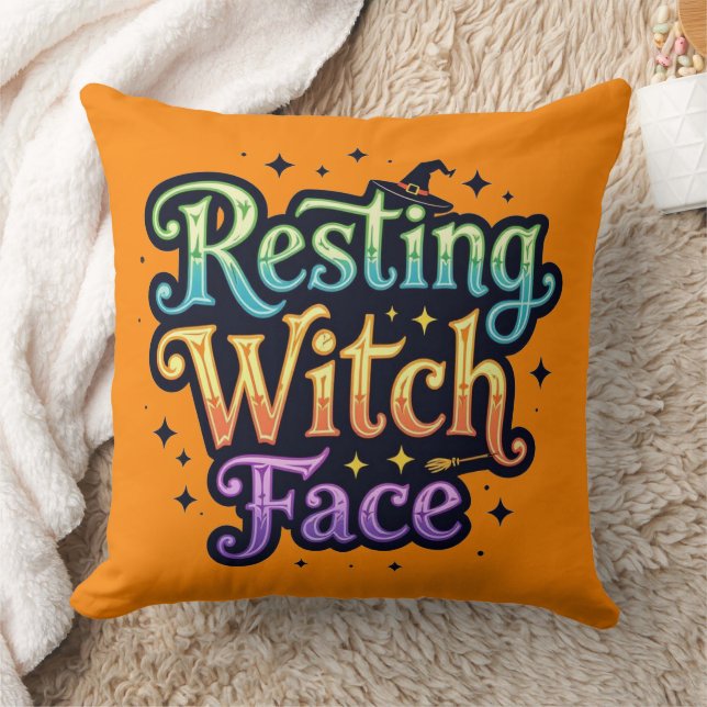 Resting Witch Face Throw Pillow (Blanket)
