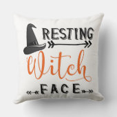 resting witch face throw pillow (Back)