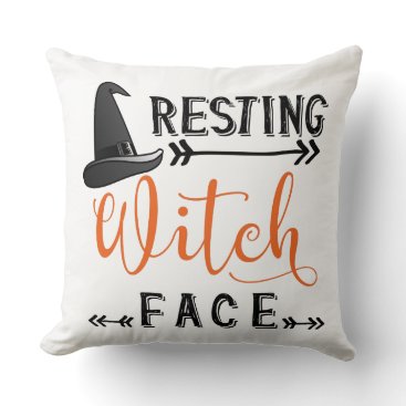 resting witch face throw pillow