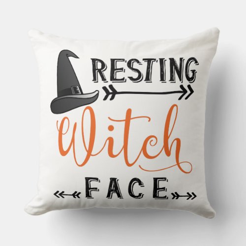 resting witch face throw pillow
