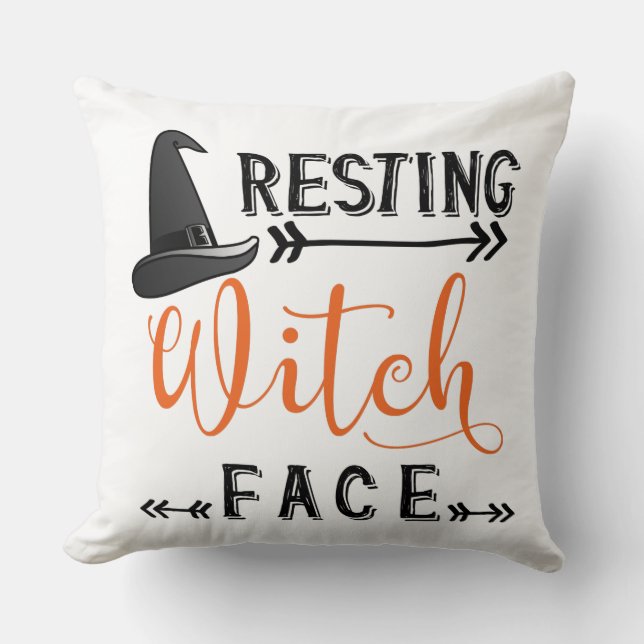 resting witch face throw pillow (Front)