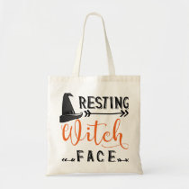 resting witch face tote bag