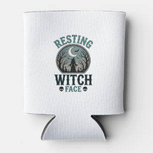 Resting Witch Face Vintage Halloween Design_1 Can Cooler