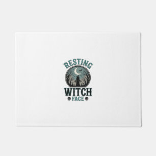 Resting Witch Face Vintage Halloween Design_1 Doormat