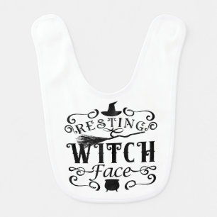 RESTING WITCH FACE Vintage Type Graphic Halloween Baby Bib
