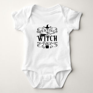 RESTING WITCH FACE Vintage Type Graphic Halloween Baby Bodysuit