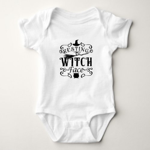 RESTING WITCH FACE Vintage Type Graphic Halloween Baby Bodysuit