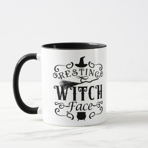 RESTING WITCH FACE Vintage Type Graphic Halloween Mug