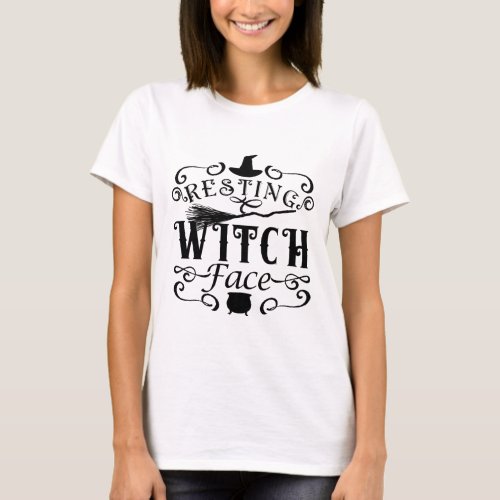 RESTING WITCH FACE Vintage Type Graphic Halloween T_Shirt