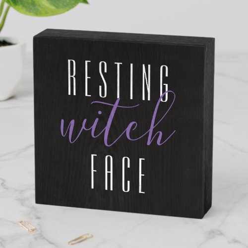 Resting Witch Face Wooden Box Sign