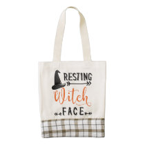 resting witch face zazzle HEART tote bag