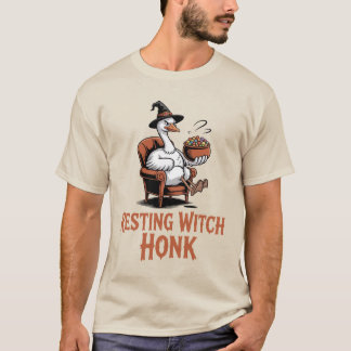 Resting Witch Honk Funny Goose Witch Halloween T-Shirt