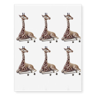 Resting Young African Giraffe Temporary Tattoo