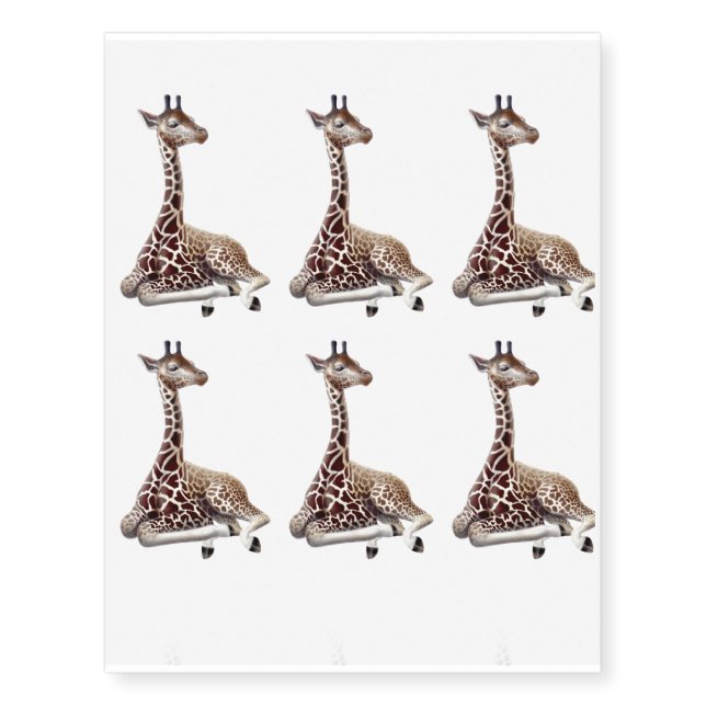 Resting Young African Giraffe Temporary Tattoo (Front)
