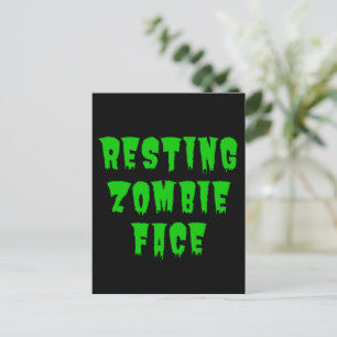 Resting Zombie Face - Funny Halloween 2022 Postcard