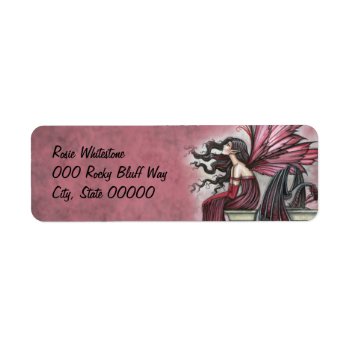 Restless Ruby Fairy And Dragon Fantasy Art Label by robmolily at Zazzle