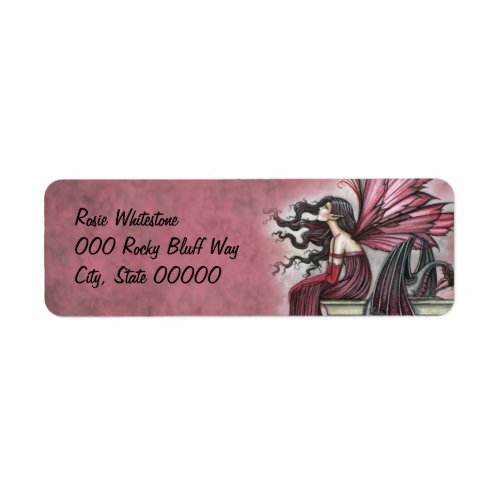 Restless Ruby Fairy and Dragon Fantasy Art Label