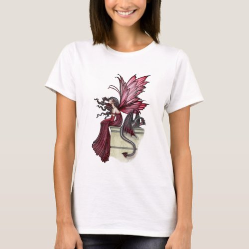 Restless Ruby Gothic Red Fairy and Dragon T_Shirt