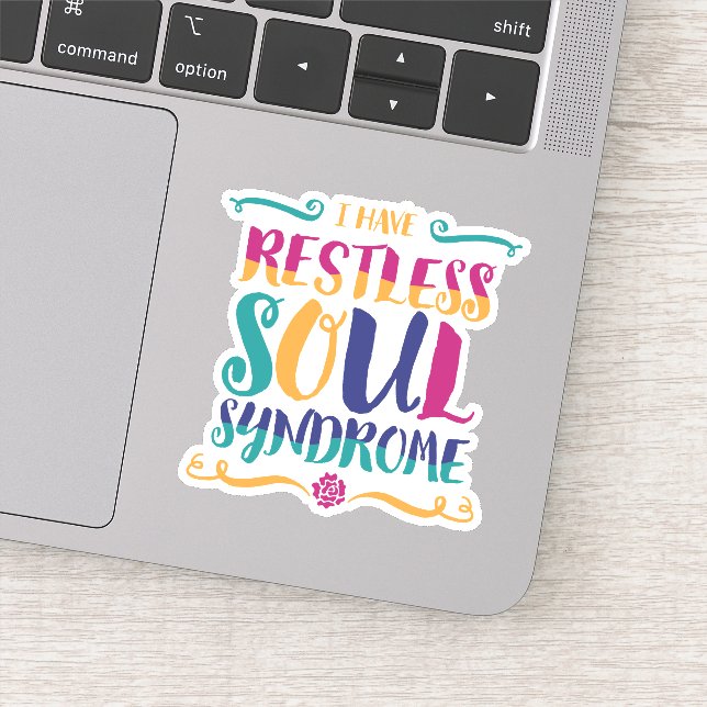 Restless Soul Syndrome Typography Hippie Sticker (Detail)