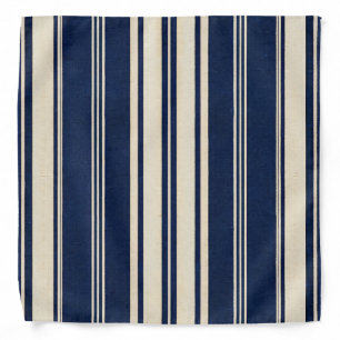 Restoration Ivory Navy Blue Vintage Weave Look Bandana