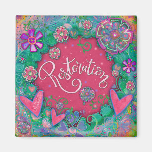 Restoration Pink Fun Floral Modern Inspirivity Magnet